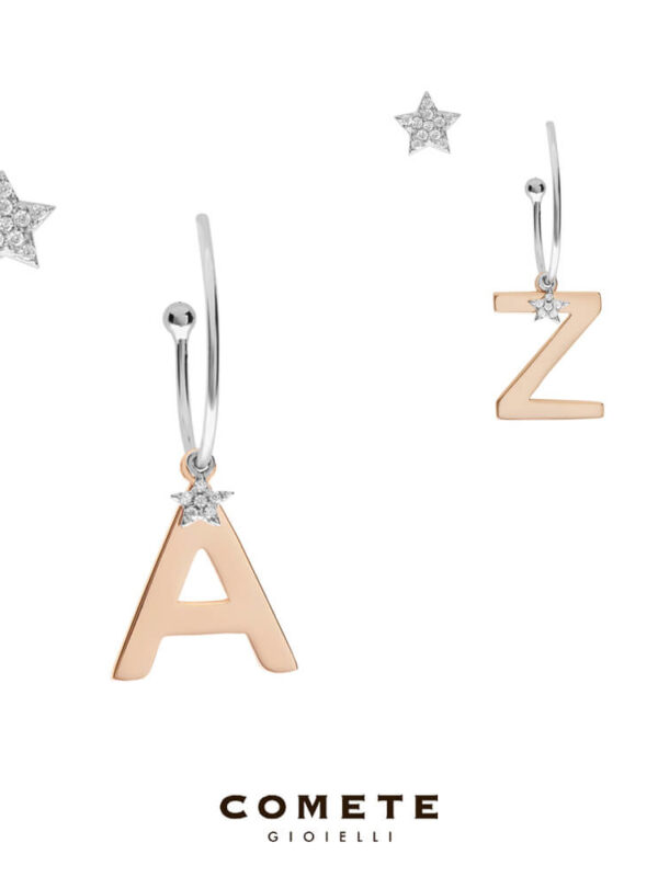 Orecchini Stella Lettera in argento Comete