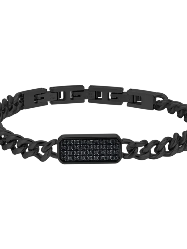 Bracciale Uomo in Acciaio con Cristalli Neri Luca Barra