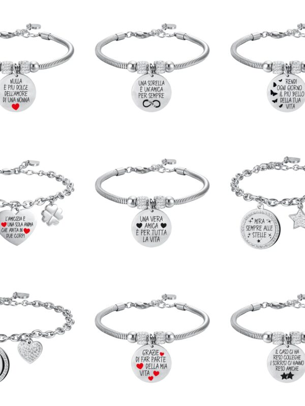 Bracciali Donna con Scritte in Acciaio Luca Barra