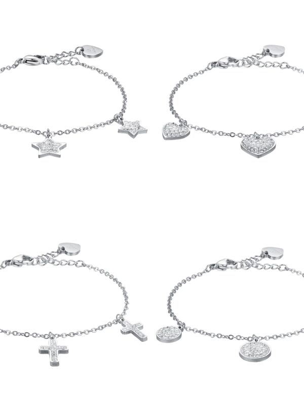 Bracciale Simboli Pendenti in Acciaio Donna Luca Barra