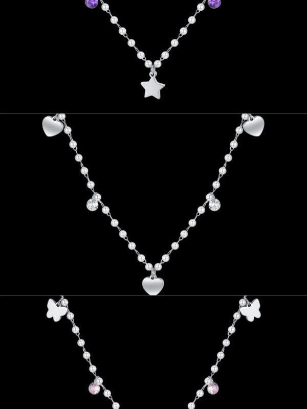 Collana in Acciaio Donna con Perle e Zirconi