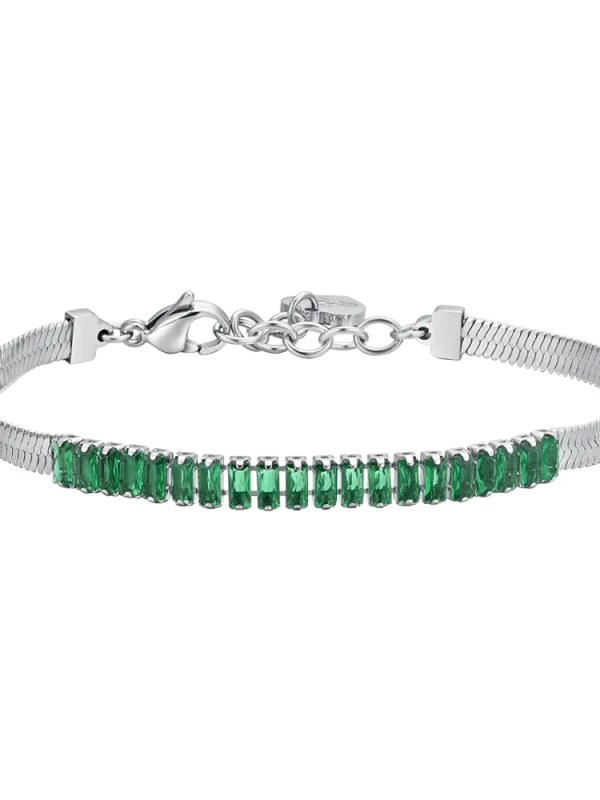 Bracciale in Acciaio Fettuccia e Baguette Donna Luca Barra