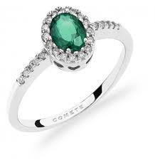 Anello Donna Smeraldo e Brillanti Comete