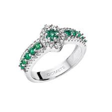 Anello Fascia Smeraldi e Brillanti Comete