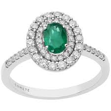 Anello Donna Smeraldo e Brillanti Comete