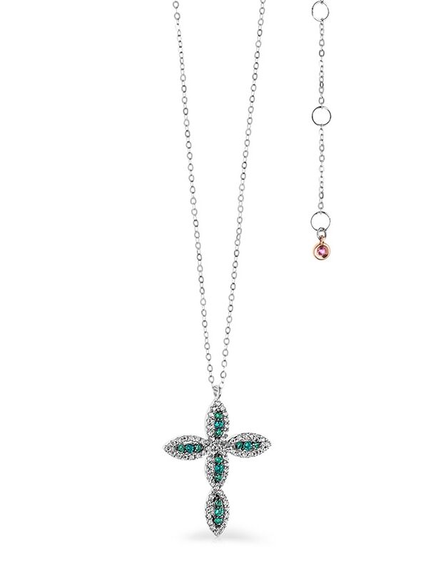Collana Croce Comete Oro e Brillanti