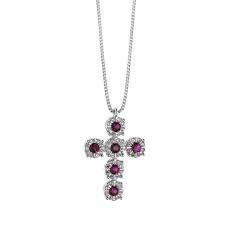 Collana Croce Donna Rubini Diamanti Comete