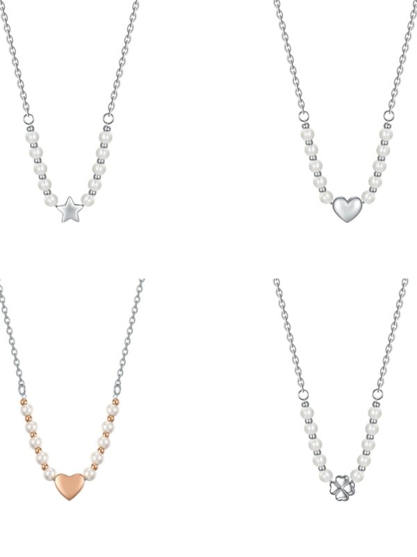 Collana Donna Acciaio e Perle Luca Barra