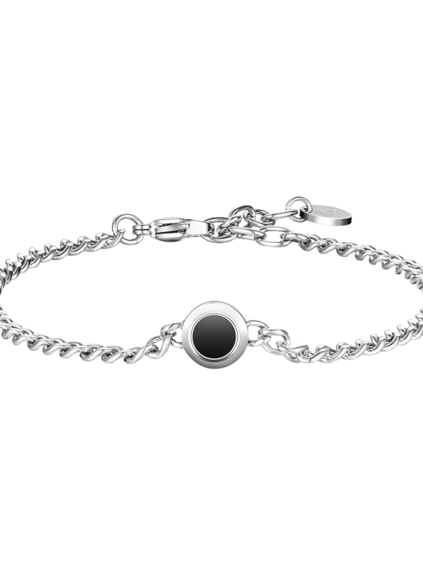 Bracciale Smalto Nero Acciaio Uomo Luca Barra