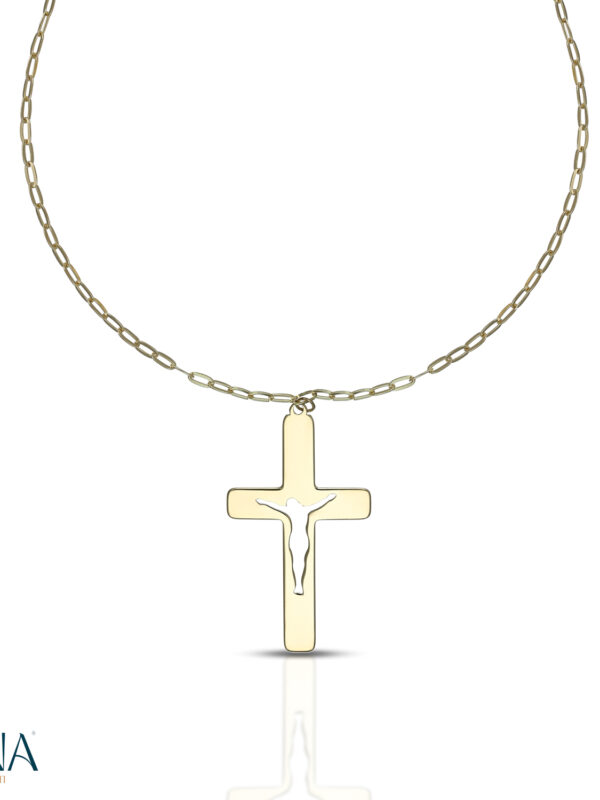Collana Oro 9 Kt Croce Traforata