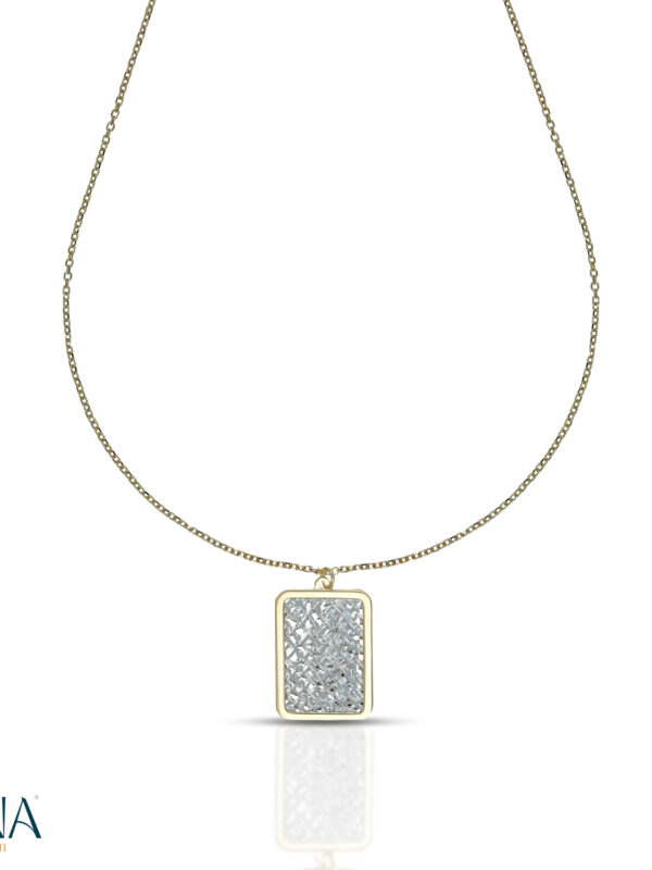 Collana Oro 9 KT Piastra Diamantata